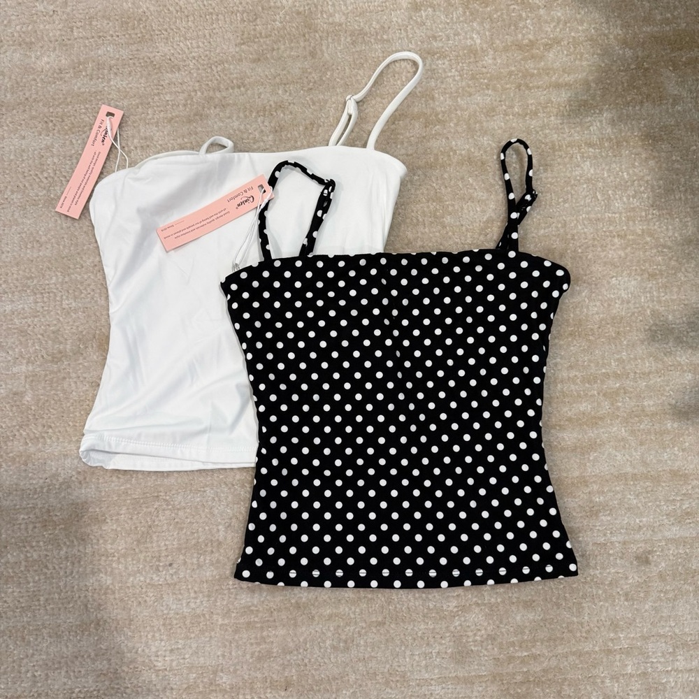 Polka Dot and White Camisole Set